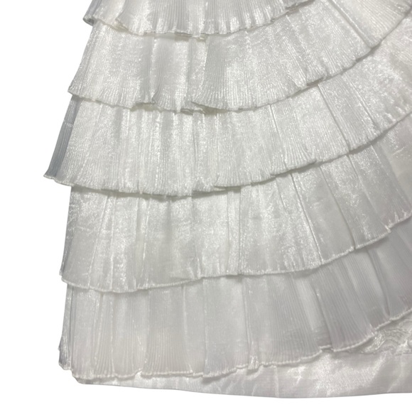 Cinderella Devine Vtg 3D Beaded Tiered Strapless White Wedding Cocktail Dress - Picture 12 of 16